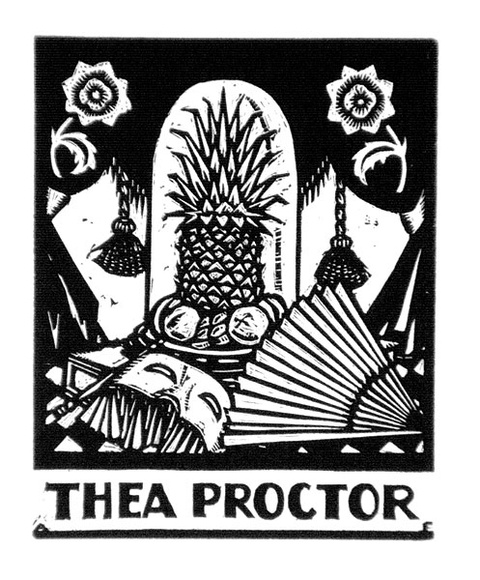 Artist: b'FEINT, Adrian' | Title: b'Bookplate: Thea Proctor.' | Date: (1927) | Technique: b'wood-engraving, printed in black ink, from one block' | Copyright: b'Courtesy the Estate of Adrian Feint' Artist: b'FEINT, Adrian' | Title: b'Bookplate: Thea Proctor.' | Date: (1927) | Technique: b'wood-engraving, printed in black ink, from one block' | Copyright: b'Courtesy the Estate of Adrian Feint'