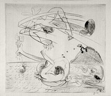 Artist: BOYD, Arthur | Title: Bert Hinkler and Polyphemus. | Date: (1968-69) | Technique: drypoint, printed in black ink, from one plate | Copyright: Reproduced with permission of Bundanon Trust