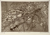 Artist: b'Edwards, Leann Jean.' | Title: b'Animals and design' | Date: 1999, May | Technique: b'etching, printed in black ink, from one plate' | Copyright: b'\xc2\xa9 Leann Jean Edwards. Licensed by VISCOPY, Australia'