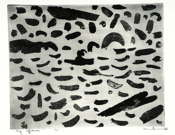 Artist: b'Burn, Ian.' | Title: b'Tug offshore.' | Date: 1963 | Technique: b'aquatint, printed in black ink with plate-tone, from one plate' Artist: b'Burn, Ian.' | Title: b'Tug offshore.' | Date: 1963 | Technique: b'aquatint, printed in black ink with plate-tone, from one plate'