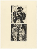 Artist: HANRAHAN, Barbara | Title: Two little men | Date: 1964 | Technique: etching and aquatint, printed in black ink, with plate-tone, from two copper plates