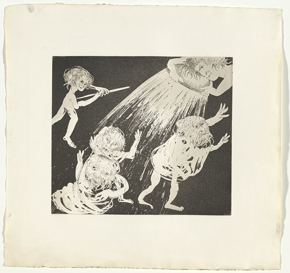 Artist: b'BOYD, Arthur' | Title: b'The women defend themselves.' | Date: (1970) | Technique: b'etching and aquatint, printed in black ink, from one plate' | Copyright: b'Reproduced with permission of Bundanon Trust' Artist: b'BOYD, Arthur' | Title: b'The women defend themselves.' | Date: (1970) | Technique: b'etching and aquatint, printed in black ink, from one plate' | Copyright: b'Reproduced with permission of Bundanon Trust'