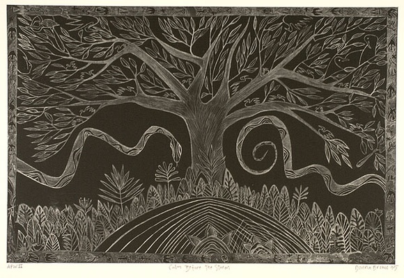 Artist: b'Brown, Donna.' | Title: b'Calm before the storm' | Date: 1995, June | Technique: b'etching, printed in black ink, from one plate' Artist: b'Brown, Donna.' | Title: b'Calm before the storm' | Date: 1995, June | Technique: b'etching, printed in black ink, from one plate'