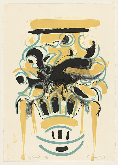 Artist: b'REDDINGTON, Charles' | Title: b'Morning knight' | Date: 1965 | Technique: b'lithograph, printed in colour, from three zinc plates' Artist: b'REDDINGTON, Charles' | Title: b'Morning knight' | Date: 1965 | Technique: b'lithograph, printed in colour, from three zinc plates'