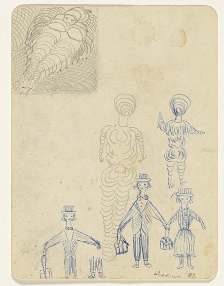 Artist: b'Shearer, Mitzi.' | Title: b'not titled [Drawing]' | Date: 1982 | Technique: b'pencil, blue ballpoint pen'