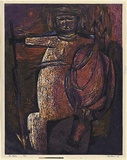 Artist: Adams, Tate. | Title: The warrior. | Date: 1960 | Technique: linocut, printed in colour, from mutliple blocks