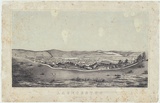 Title: Launceston. Tasmania | Date: 1863 | Technique: lithograph, printed in black ink, from one stone; blue tint stone