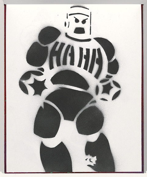 Title: b'Derailed' | Date: 2003 | Technique: b'stencil, printed in black aerosol paint, from one stencil'