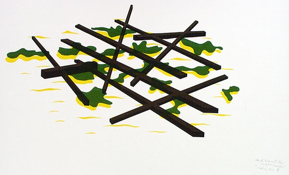 Artist: b'COLEING, Tony' | Title: b'Idea for To do with Blue sculpture (variation).' | Date: 1974 | Technique: b'screenprint' Artist: b'COLEING, Tony' | Title: b'Idea for To do with Blue sculpture (variation).' | Date: 1974 | Technique: b'screenprint'