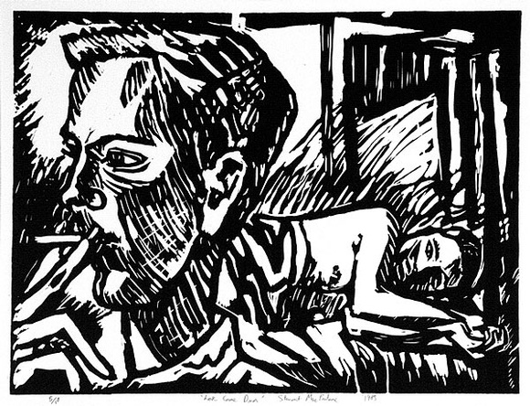 Artist: b'MacFarlane, Stewart.' | Title: b'Love come down' | Date: 1985 | Technique: b'linocut, printed in black ink, from one block' | Copyright: b'\xc2\xa9 Stewart MacFarlane. Licensed by VISCOPY, Australia'
