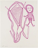 Artist: Man, John. | Title: Man bitten by snake. | Date: c.1975 | Technique: screenprint, printed in pink ink, from one stencil