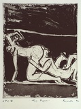 Artist: Fransella, Graham. | Title: Two figures | Date: 1992 | Technique: softground etching and aquatint, printed in black ink, from one plate | Copyright: Courtesy of the artist