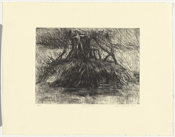 Artist: b'Mortensen, Kevin.' | Title: b'Crucifixion' | Date: 2000 | Technique: b'etching, printed in black ink, from one copper plate' | Copyright: b'\xc2\xa9 Kevin Mortensen' Artist: b'Mortensen, Kevin.' | Title: b'Crucifixion' | Date: 2000 | Technique: b'etching, printed in black ink, from one copper plate' | Copyright: b'\xc2\xa9 Kevin Mortensen'