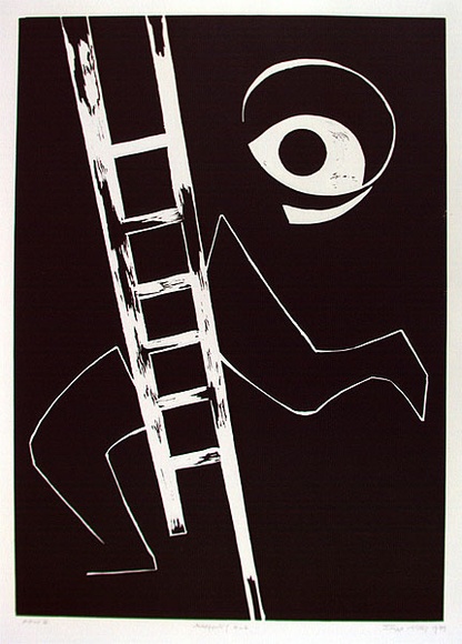 Artist: b'King, Inge.' | Title: b'Stepping out' | Date: 1999, July | Technique: b'linocut, printed in black ink, from one block' Artist: b'King, Inge.' | Title: b'Stepping out' | Date: 1999, July | Technique: b'linocut, printed in black ink, from one block'