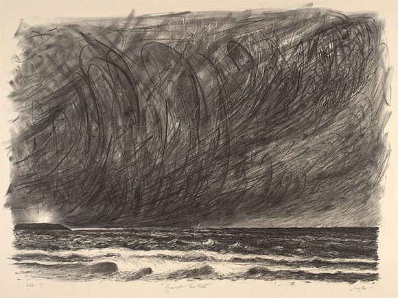 Artist: b'Trenfield, Wells.' | Title: b'Against the tide' | Date: 1983 | Technique: b'lithograph, printed in black ink, from one stone' Artist: b'Trenfield, Wells.' | Title: b'Against the tide' | Date: 1983 | Technique: b'lithograph, printed in black ink, from one stone'