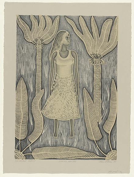 Artist: b'McMahon, Marie.' | Title: b'Kulalaga yinkiti hunting hunting' | Date: 1988 | Technique: b'lithograph, printed in colour, from two stones' | Copyright: b'\xc2\xa9 Marie McMahon. Licensed by VISCOPY, Australia' Artist: b'McMahon, Marie.' | Title: b'Kulalaga yinkiti hunting hunting' | Date: 1988 | Technique: b'lithograph, printed in colour, from two stones' | Copyright: b'\xc2\xa9 Marie McMahon. Licensed by VISCOPY, Australia'