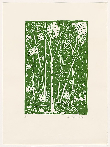 Artist: b'Hickey, Dale.' | Title: b'(Bush scene)' | Date: 1979 | Technique: b'lithograph, printed in green ink, from one stencil'