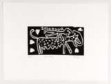 Artist: Morgan, Glenn. | Title: Boy and dog. | Date: 1988 | Technique: linocut, printed in black ink, from one block