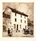 Artist: LINDSAY, Lionel | Title: Officers quarters, Kent Street | Date: 1912 | Technique: etching and drypoint, printed in brown ink, from one plate | Copyright: Courtesy of the National Library of Australia
