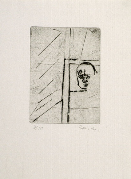 Artist: b'MADDOCK, Bea' | Title: b'Remembering.' | Date: December 1966 | Technique: b'drypoint, printed in black ink, from one copper plate' Artist: b'MADDOCK, Bea' | Title: b'Remembering.' | Date: December 1966 | Technique: b'drypoint, printed in black ink, from one copper plate'