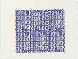 Artist: WALKER, Murray | Title: Four letter repetition. | Date: 1970 | Technique: linocut, printed in purple ink, from one block