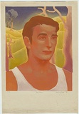 Artist: GRIFFIN, Murray | Title: Young farmer. | Date: 1936 | Technique: linocut, printed in colour, from multiple blocks