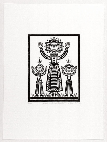 Artist: Groblicka, Lidia. | Title: Symmetrical smile 5. | Date: 1988 | Technique: woodcut, printed in black ink, from one block