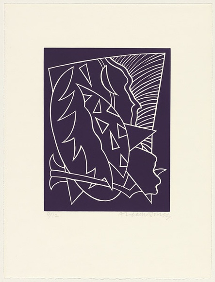 Artist: b'LEACH-JONES, Alun' | Title: b'Lupercalia #3' | Date: 1983 | Technique: b'linocut, printed in royal purple ink, from one block' | Copyright: b'Courtesy of the artist' Artist: b'LEACH-JONES, Alun' | Title: b'Lupercalia #3' | Date: 1983 | Technique: b'linocut, printed in royal purple ink, from one block' | Copyright: b'Courtesy of the artist'