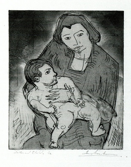 Artist: b'Armstrong, Ian.' | Title: b'Mother and child.' | Date: 1950s | Technique: b'etching and lavis, printed in black ink with plate-tone, from one plate' Artist: b'Armstrong, Ian.' | Title: b'Mother and child.' | Date: 1950s | Technique: b'etching and lavis, printed in black ink with plate-tone, from one plate'