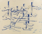 Artist: COLEING, Tony | Title: Drawing for 'to do with blue' sculpture. | Date: (1975) | Technique: screenprint, printed in blue ink, from one stencil