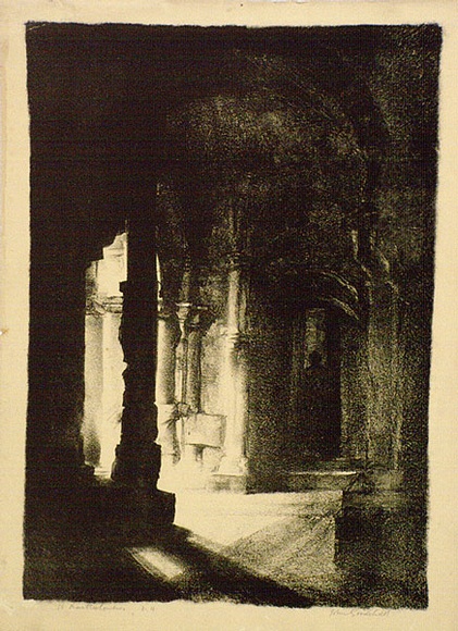 Artist: b'GOODCHILD, John' | Title: b'St Bartholomews, London' | Date: c.1930 | Technique: b'lithograph, printed in black ink, from one stone' Artist: b'GOODCHILD, John' | Title: b'St Bartholomews, London' | Date: c.1930 | Technique: b'lithograph, printed in black ink, from one stone'