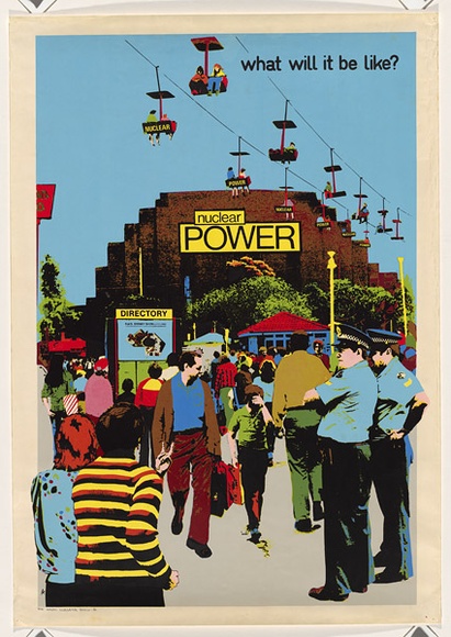 Artist: b'Robertson, Toni.' | Title: b'Nuclear power.' | Date: 1981 | Technique: b'screenprint, printed in colour, from four hand-cut and three photo-stencils' Artist: b'Robertson, Toni.' | Title: b'Nuclear power.' | Date: 1981 | Technique: b'screenprint, printed in colour, from four hand-cut and three photo-stencils'