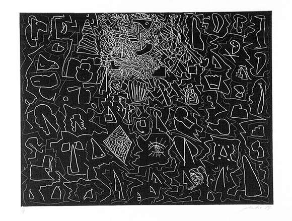 Artist: b'JACKS, Robert' | Title: b'not titled.' | Date: 1989 | Technique: b'etching, printed in black ink, from one plate'