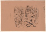 Artist: b'MACQUEEN, Mary' | Title: b'Interior, Bewick Inn [recto]' | Date: 1957 | Technique: b'lithograph' | Copyright: b'Courtesy Paulette Calhoun, for the estate of Mary Macqueen'
