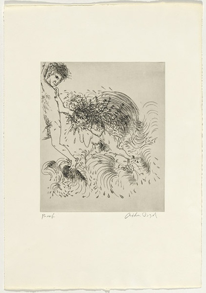 Artist: b'BOYD, Arthur' | Title: b'The old woman of the sea.' | Date: 1970 | Technique: b'etching, printed in black ink, from one plate' | Copyright: b'Reproduced with permission of Bundanon Trust' Artist: b'BOYD, Arthur' | Title: b'The old woman of the sea.' | Date: 1970 | Technique: b'etching, printed in black ink, from one plate' | Copyright: b'Reproduced with permission of Bundanon Trust'