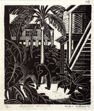 Artist: Allan, Ailsa [1]. | Title: Brisbane backyard. | Date: 1937 | Technique: wood-engraving, printed in black ink, from one block