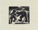Artist: MADDOCK, Bea | Title: Fighting figures | Date: 1963 | Technique: relief-etching, from one copper plate; woodcut, from three blocks
