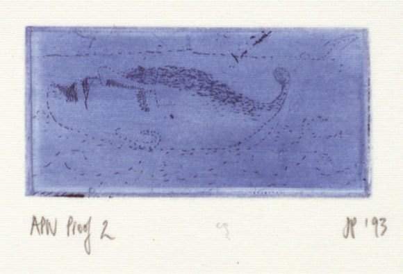 Artist: b'Palethorpe, Jan' | Title: b'not titled [tilted head]' | Date: 1993 | Technique: b'etching, printed in blue ink, with plate-tone, from one plate'