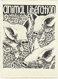 Artist: b'WORSTEAD, Paul' | Title: b'Animal Liberation' | Date: 1984 | Technique: b'screenprint, printed in black ink, from one stencil' | Copyright: b'This work appears on screen courtesy of the artist'
