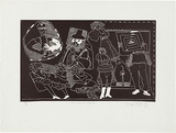 Artist: WALKER, Murray | Title: El Mundo and vignettes. | Date: 1975 | Technique: linocut, printed in black ink, from one block