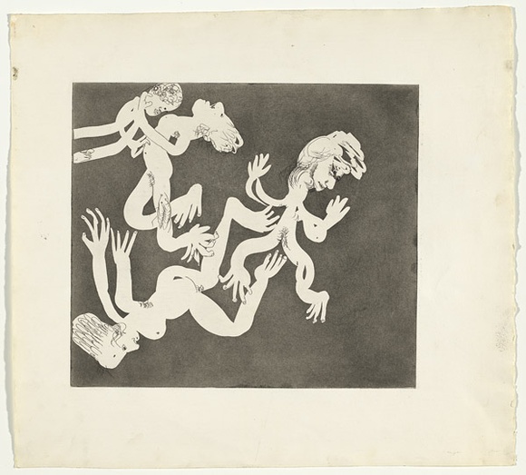 Artist: b'BOYD, Arthur' | Title: b'The women defend themselves?.' | Date: (1970) | Technique: b'etching and aquatint, printed in black ink, from one plate' | Copyright: b'Reproduced with permission of Bundanon Trust' Artist: b'BOYD, Arthur' | Title: b'The women defend themselves?.' | Date: (1970) | Technique: b'etching and aquatint, printed in black ink, from one plate' | Copyright: b'Reproduced with permission of Bundanon Trust'