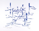 Artist: b'COLEING, Tony' | Title: bDrawing for 'to do with blue' sculpture. | Date: 1975 | Technique: b'screenprint, printed in blue ink, from one stencil'