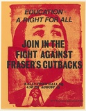 Artist: b'UNKNOWN' | Title: b'Education - a right for all' | Date: 1978 | Technique: b'screenprint, printed in colour, from two stencils'