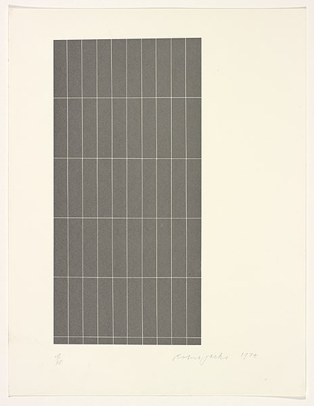 Artist: b'JACKS, Robert' | Title: b'Grey grid' | Date: 1974 | Technique: b'screenprint, printed in grey ink, from one stencil'