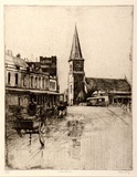 Artist: b'Long, Sydney.' | Title: b'Christ Church, Old Sydney' | Date: (1926) | Technique: b'line-etching and drypoint, printed in warm black ink, from one copper plate' | Copyright: b'Reproduced with the kind permission of the Ophthalmic Research Institute of Australia'