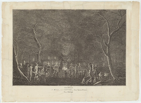 Title: b'Corrobborree or dance of the natives of New South Wales. New Holland.' | Date: 1821 | Technique: b'engraving, printed in black ink, from one copper plate' Title: b'Corrobborree or dance of the natives of New South Wales. New Holland.' | Date: 1821 | Technique: b'engraving, printed in black ink, from one copper plate'