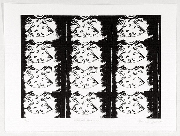 Artist: Church, Julia. | Title: Lizard dresses. | Date: 1988 | Technique: screenprint, printed in black ink, from one block
