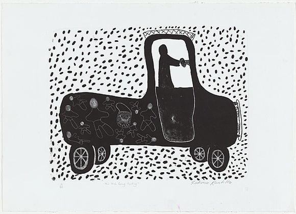 Artist: b'Kantilla, Fatima.' | Title: b'This mob going hunting' | Date: 1991 | Technique: b'lithograph, printed in black ink, from one stone' Artist: b'Kantilla, Fatima.' | Title: b'This mob going hunting' | Date: 1991 | Technique: b'lithograph, printed in black ink, from one stone'