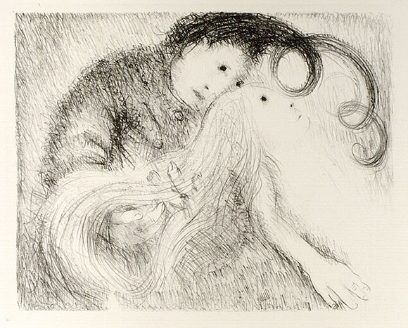 Artist: b'BOYD, Arthur' | Title: bSt Francis holding St Clare's hair. | Date: (1965) | Technique: b'lithograph, printed in black ink, from one plate' | Copyright: b'Reproduced with permission of Bundanon Trust' Artist: b'BOYD, Arthur' | Title: bSt Francis holding St Clare's hair. | Date: (1965) | Technique: b'lithograph, printed in black ink, from one plate' | Copyright: b'Reproduced with permission of Bundanon Trust'
