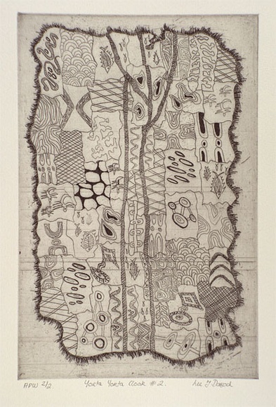 Artist: b'Darroch, Lee J.' | Title: b'Yorta Yorta cloak #2' | Date: 2000, October | Technique: b'etching, printed in black ink, from one plate' | Copyright: b'\xc2\xa9 Lee Darroch, artist'